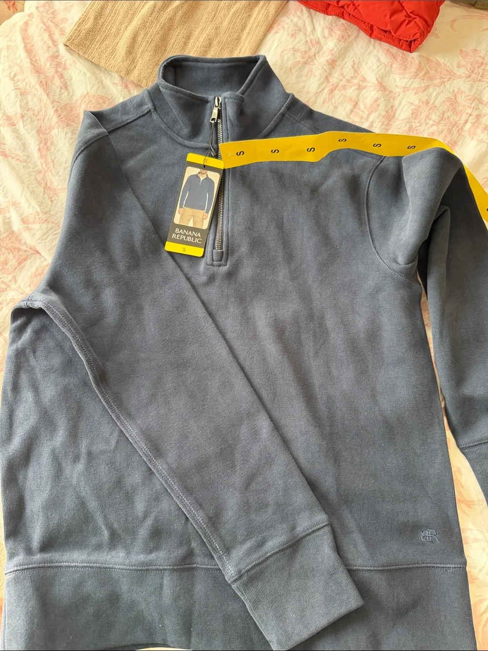 Banana Republic Men’s Navy Zip Mock-Collar Sweater